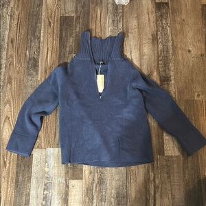 Blue Cowl Neck Sweater with Cozy Knit